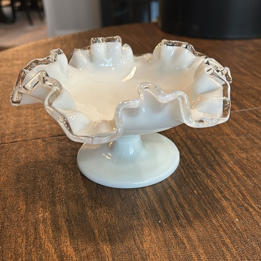 Vintage Fenton Silver Crest round Compote
